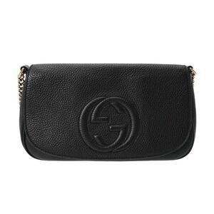 GUCCI Soho Chain Shoulder Bag Black Leather